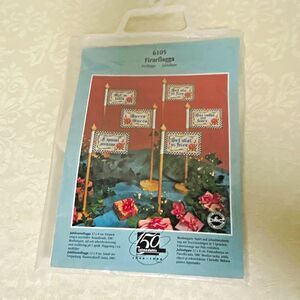 Vintage Almedahls 6105 Firarflagga Counted Cross Stitch Kit Swedish Jubilee Flag